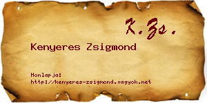 Kenyeres Zsigmond névjegykártya